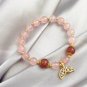 Gold Plated Mermaid Tail Pink Strawberry Crystal Beads Beaded Strand Bracelets Model Pink