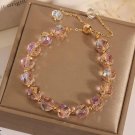 GD Fashion Austria Artificial Crystal Bracelet New Shiny Stone Beads Rope Chain Model Pink 2