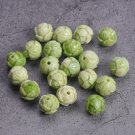 10pcs Flower Carving Shape Round 10mm Artificial Coral Loose Beads For Jewelry Model Green