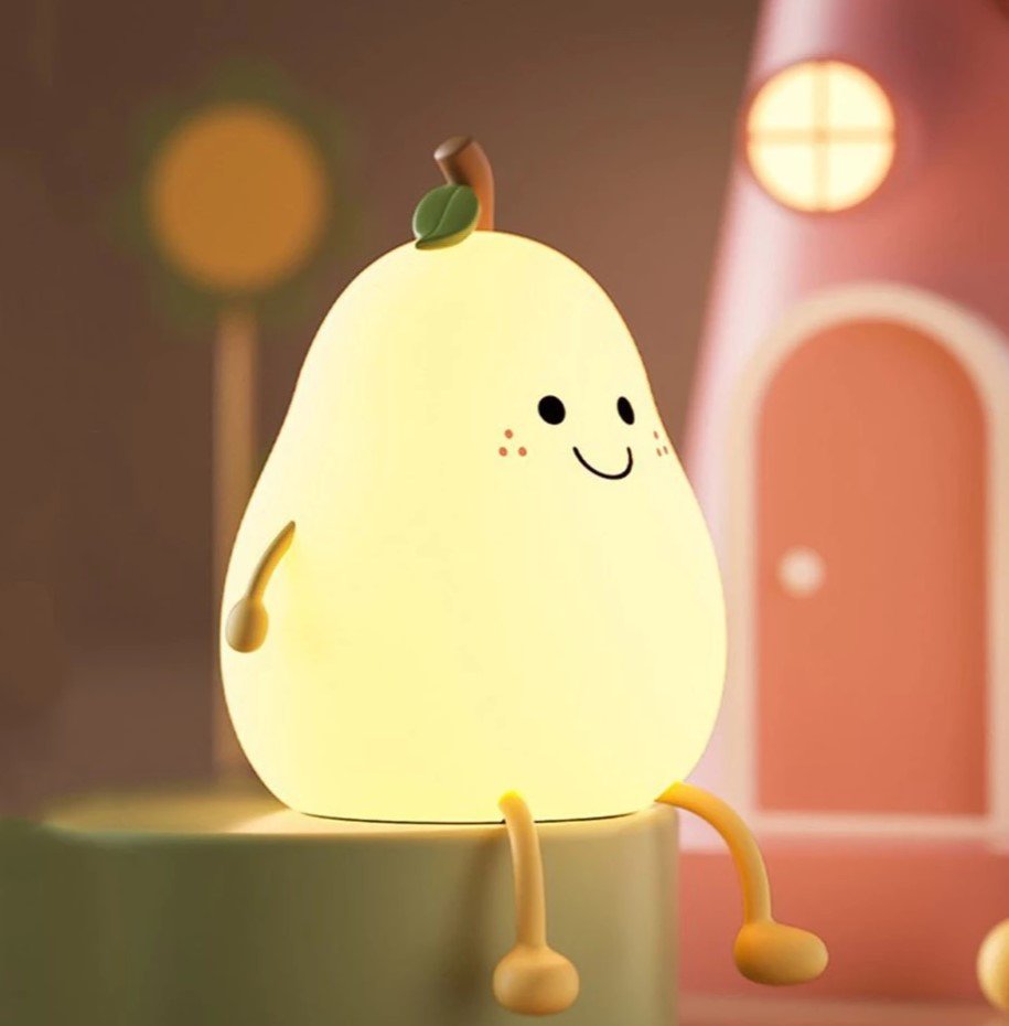 Pear Shape Silicone Night Light USB Charging Mini Table Lamp Bedroom Decoration