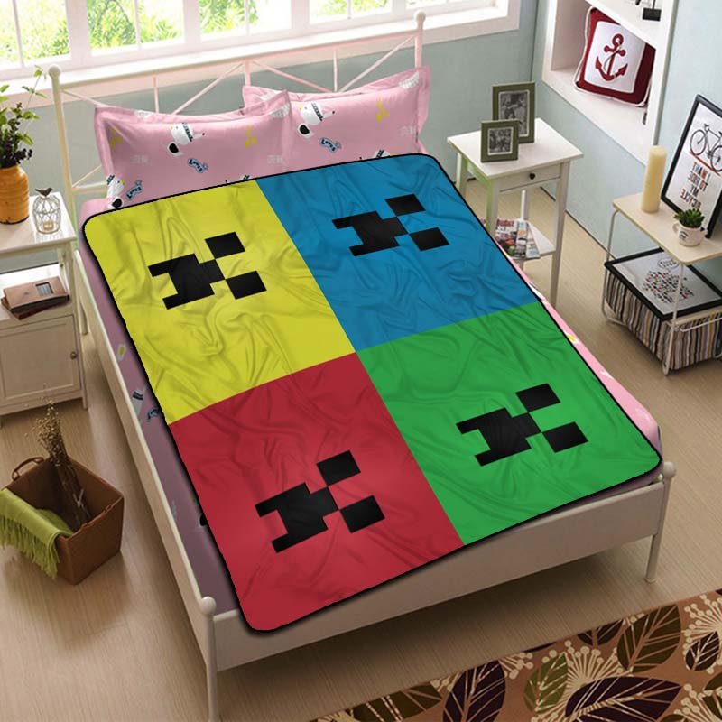 Minecraft Creeper Face Fleece Blanket Bedroom Set