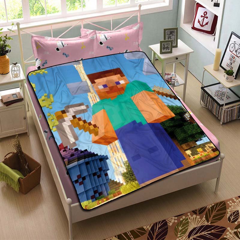 Minecraft Creeper Steve Blanket Beddding Set