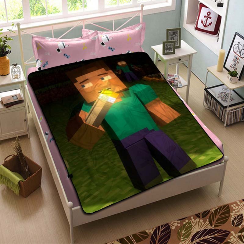 Minecraft Steve Blanket Plush Bedroom Throw