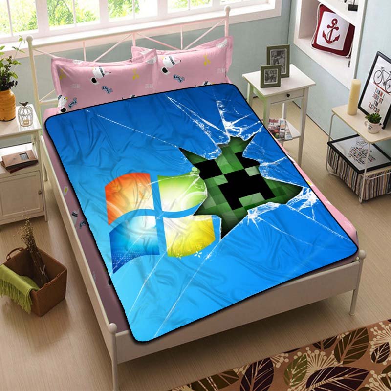 Minecraft Windows Fleece Blanket Bedroom Set