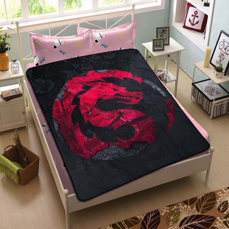 Mortal Kombat Logo Throw Blanket Bed Fleece
