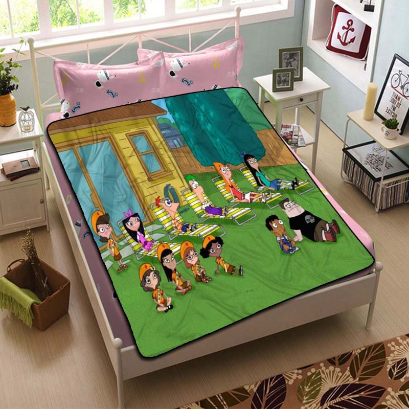 Phineas and Ferb Cartoon Blanket Fleece Bedroom Decoration