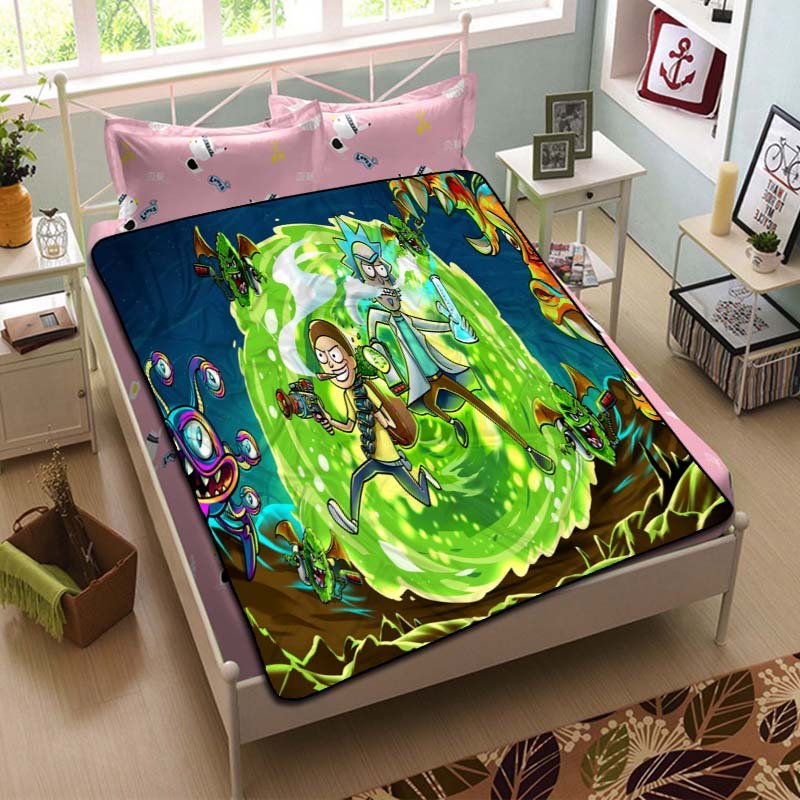 Rick and Morty Cartoon Fleece Blanket Bedroom Set