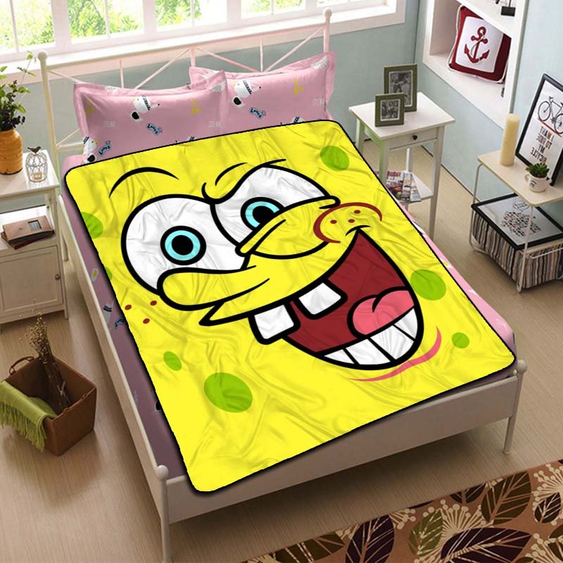 SpongeBob SquarePants Face Fleece Blanket Bedroom Set