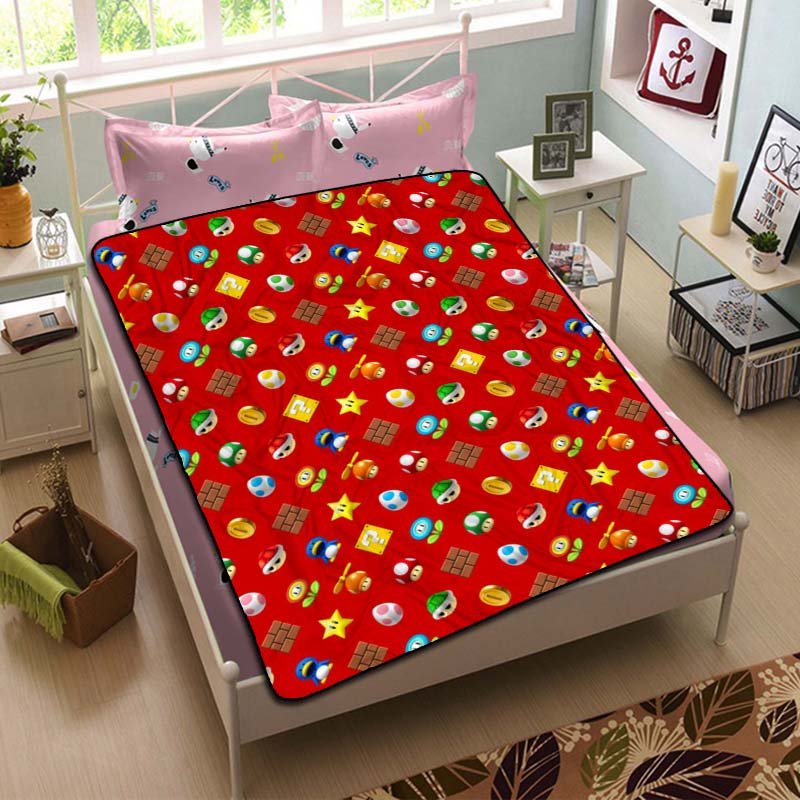 Super Mario Pattern Throw Blanket Bed Fleece
