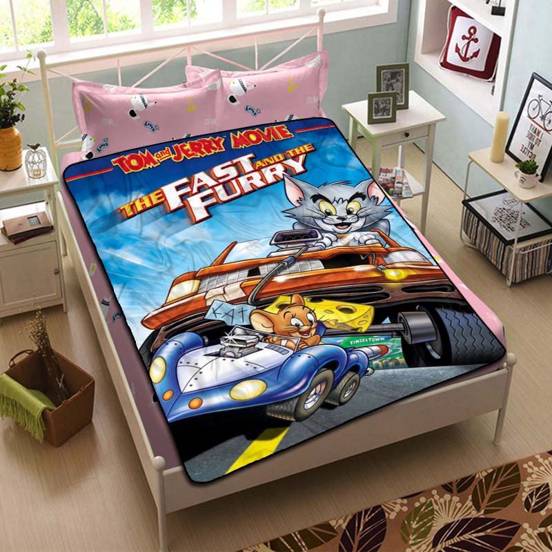 Tom and Jerry Fast And Furry Blanket Fleece Bedroom Decoration