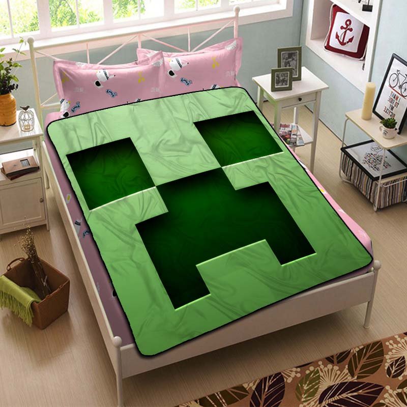 Minecraft Creeper Face Blanket Fleece Bedroom Decoration