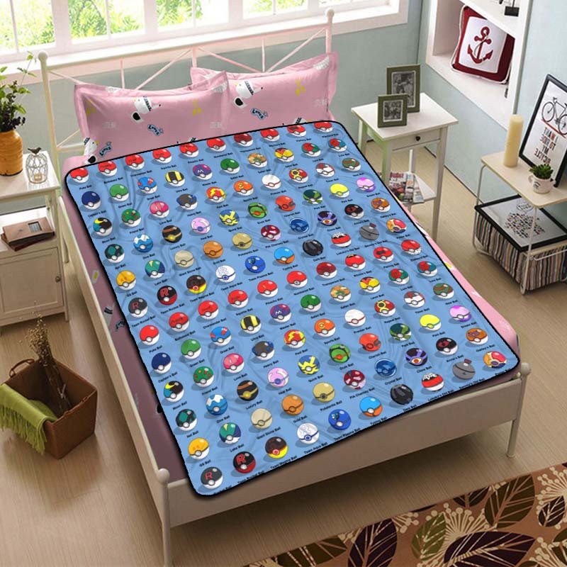 Pokemon Pokeball Patterns Blanket Beddding Set