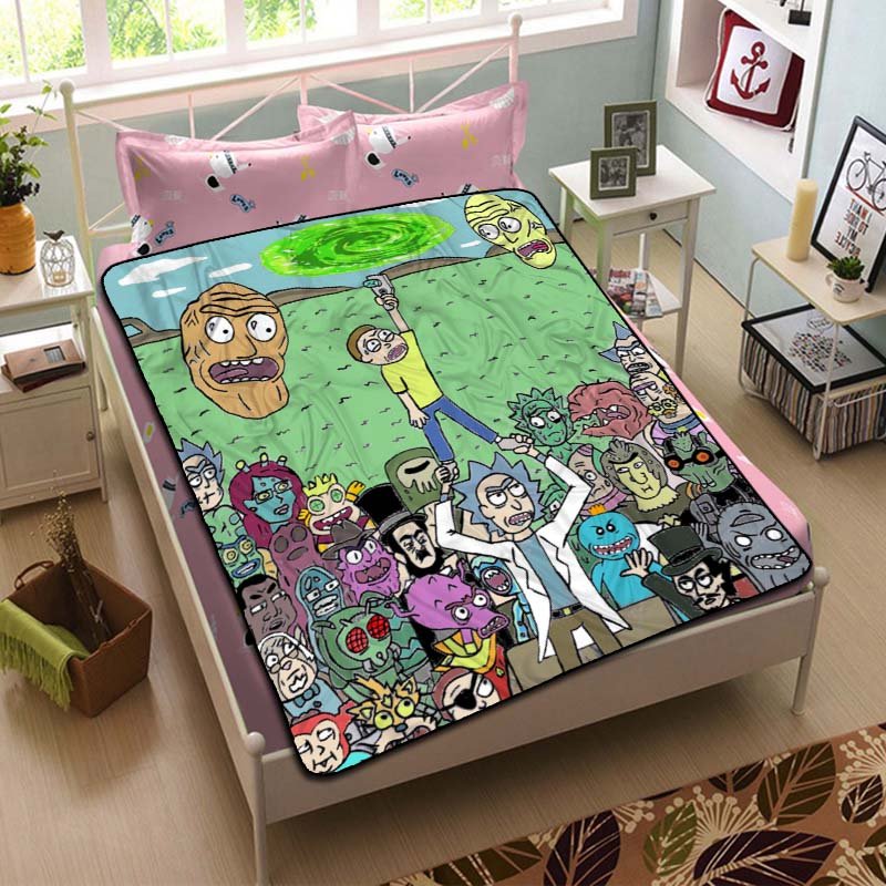 Rick and Morty Cartoon Characters Fleece Blanket Bedroom Set