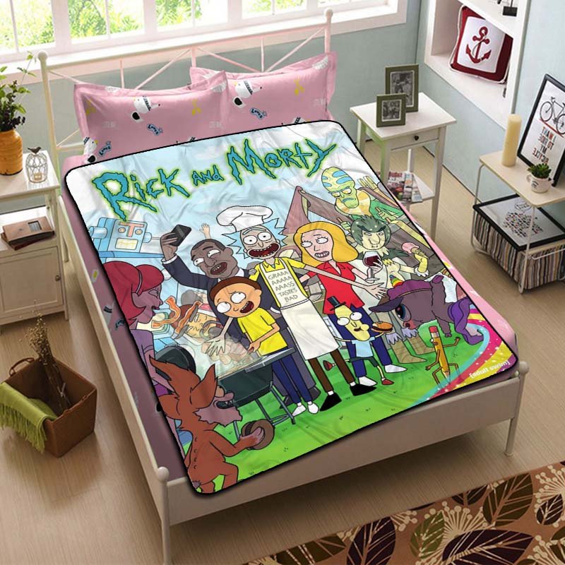 Rick and Morty Characters Blanket Plush Bedroom Throw