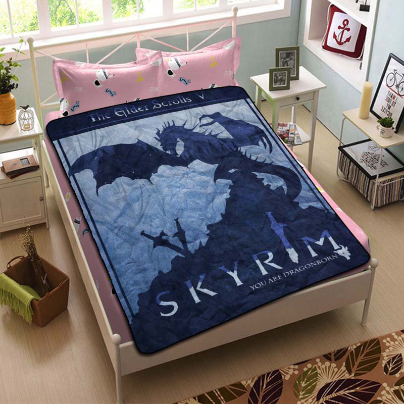 The Elder Scrolls V Skyrim Dragon Fleece Blanket Bedroom Set