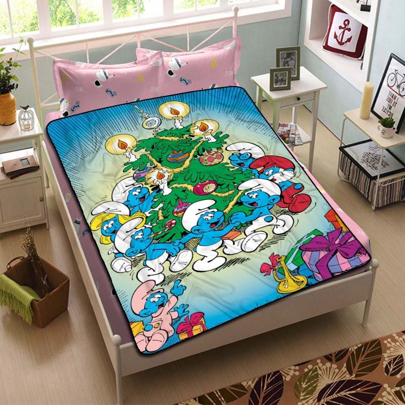 The Smurfs Characters Fleece Blanket Bedroom Set