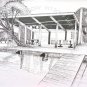 Free Shipping Worldwide "Villa" Original Drawing Handmade