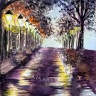 Free Shipping Worldwide "The Aisle" Original Watercolor Painting Handmade SizeA5