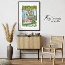 Painting original digital download "Garden Terrace" In 4 different sizes