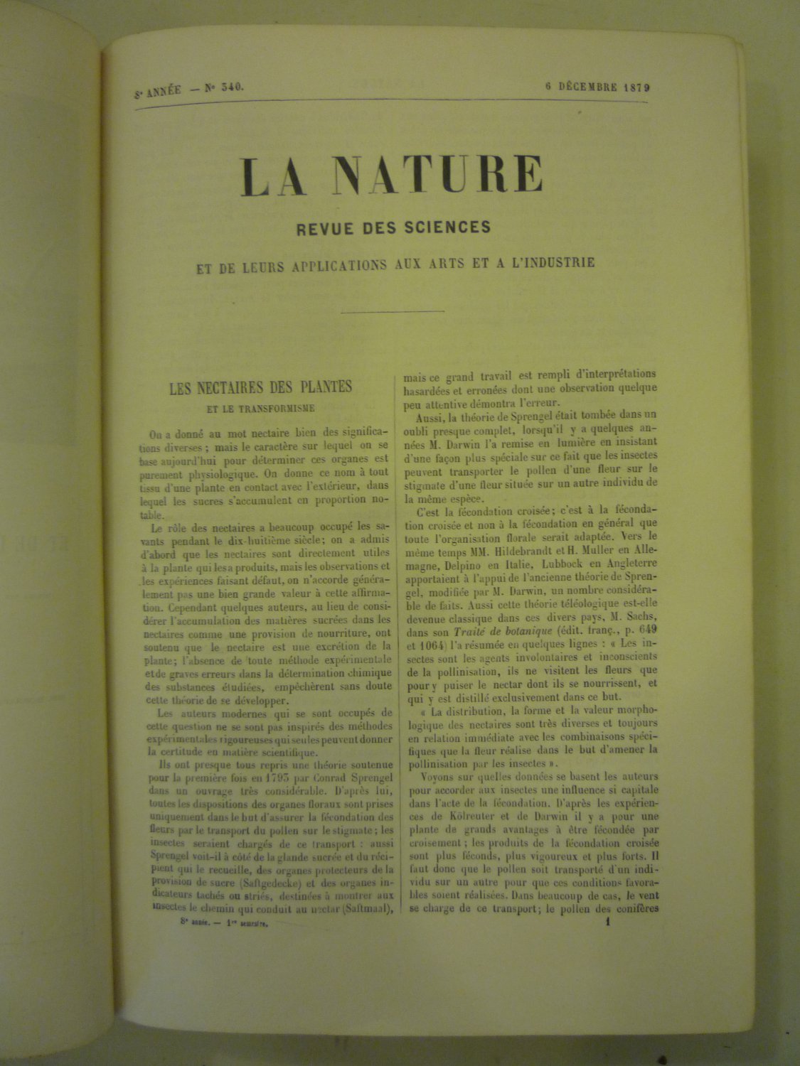 La Nature revue des sciences