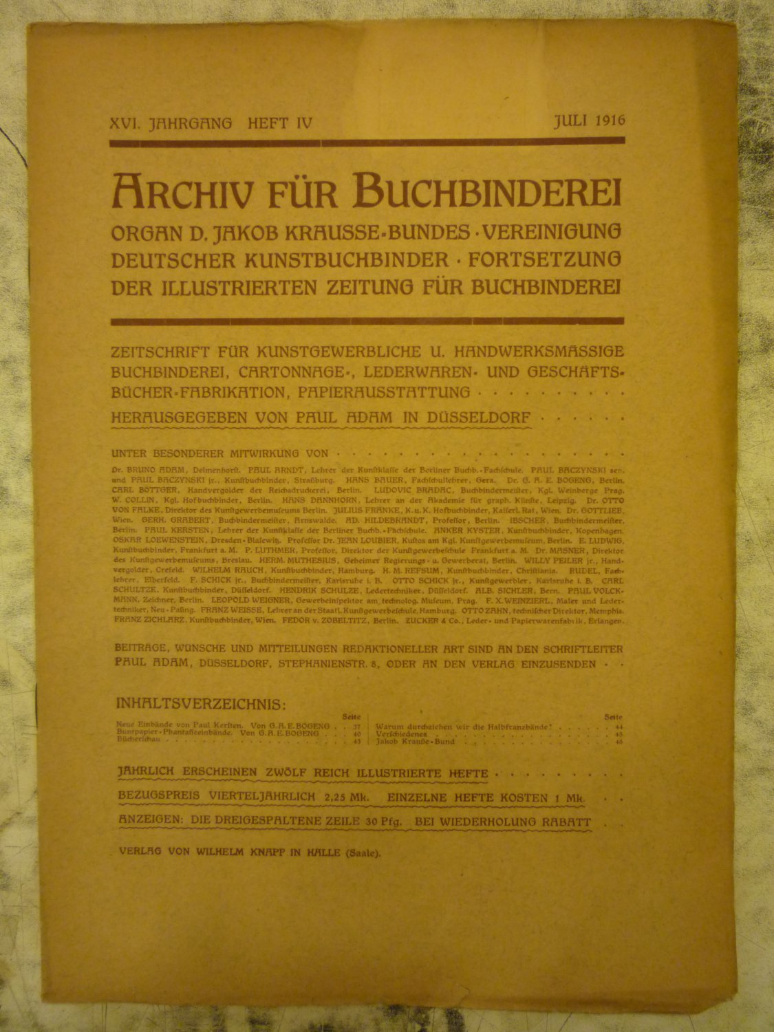 Archiv fur Buchbinderei