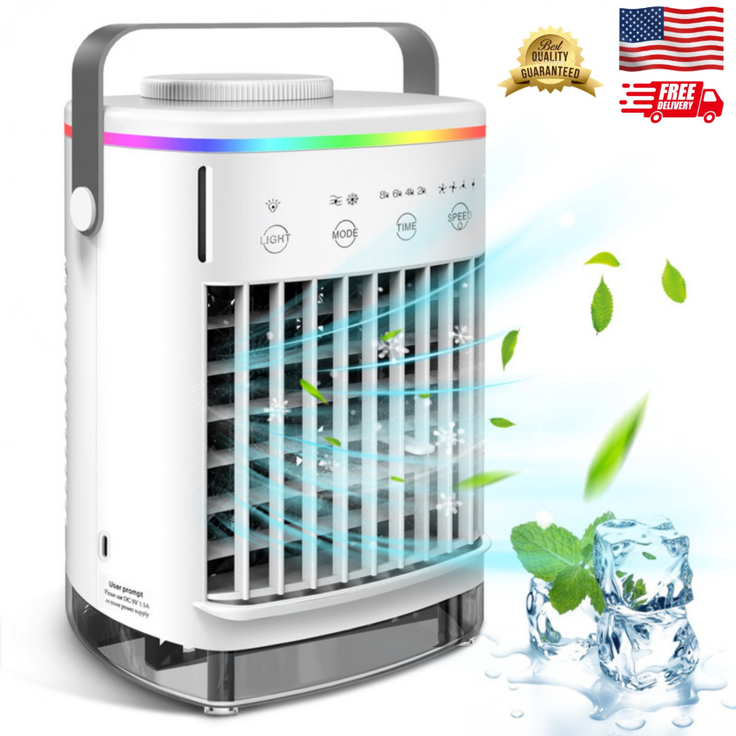 Portable Air Conditioner Mini Fan Cooler Humidifier Evaporative RGB Cooling Fan