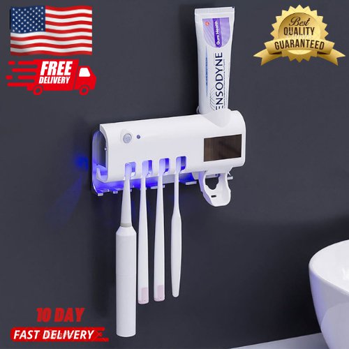 Solar Energy Toothbrush Holder Toothpaste Dispenser Bathroom Cleaner Storage