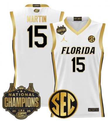 Alijah Martin  #15 Florida Gators 2025 National Champions Patch White Gold