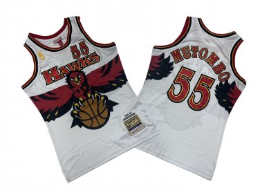 Atlanta Hawks #55 Dikembe Mutombo  White