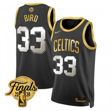 Boston Celitics  #33 Larry Bird  2024 Finals Black Gold