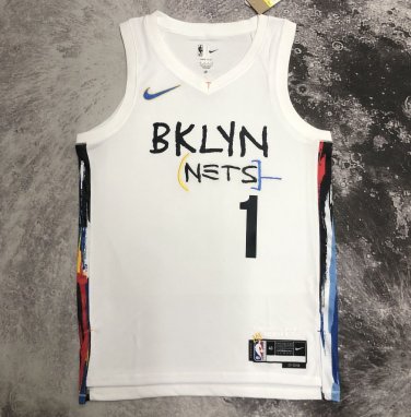Brooklyn Nets #1 Mikal Bridges  White