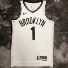 Brooklyn Nets #1 Mikal Bridges  White Black