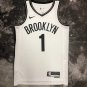 Brooklyn Nets #1 Mikal Bridges  White Black