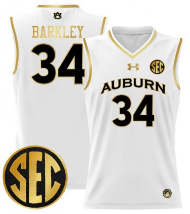 Charles Barkley  #34 Auburn Tigers 2024 Lightweight White Gold