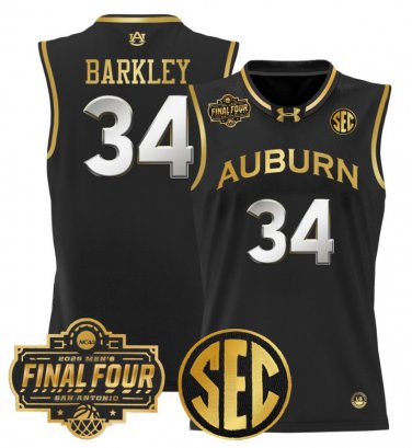 Charles Barkley  #34 Auburn Tigers 2025 Final Four Patch Black Gold