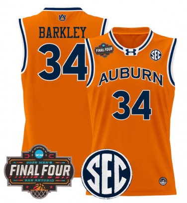 Charles Barkley  #34 Auburn Tigers 2025 Final Four Patch Stitched Orange
