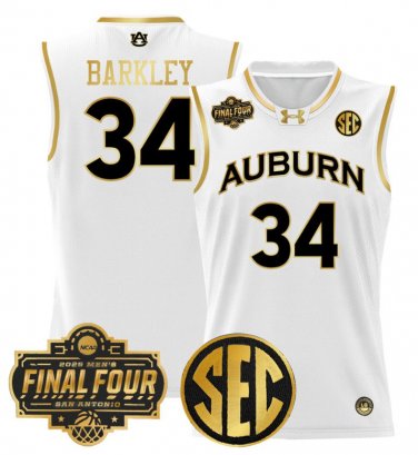 Charles Barkley  #34 Auburn Tigers 2025 Final Four Patch White Gold