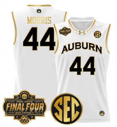 Chris Morris  #44 Auburn Tigers 2025 Final Four Patch Stitched White Gold