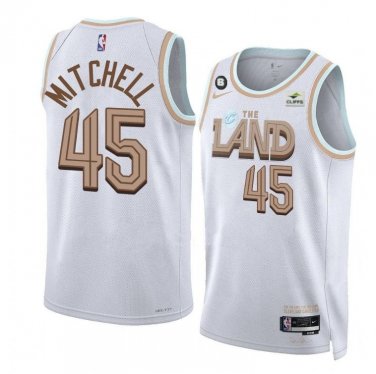 Cleveland Cavaliers #45 Donovan Mitchell  White