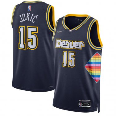 Denver Nuggets #15 Nikola Jokic  Navy