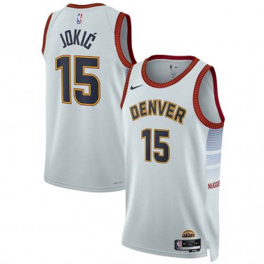 Denver Nuggets #15 Nikola Jokic  White