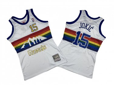 Denver Nuggets #15 Nikola Joki&Auml;�  White