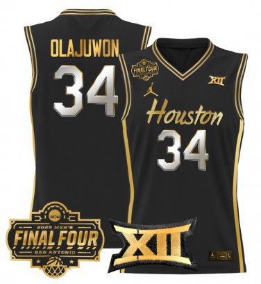 Hakeem Olajuwon  #34 Houston Cougars 2025 Final Four Patch Black Gold