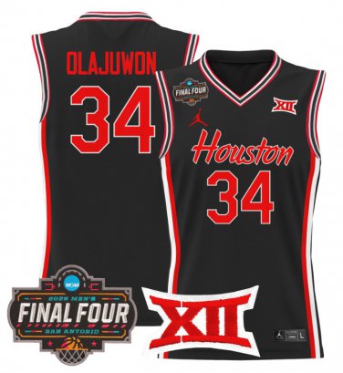 Hakeem Olajuwon  #34 Houston Cougars 2025 Final Four Patch Stitched Black