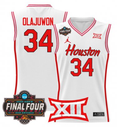 Hakeem Olajuwon  #34 Houston Cougars 2025 Final Four Patch Stitched White