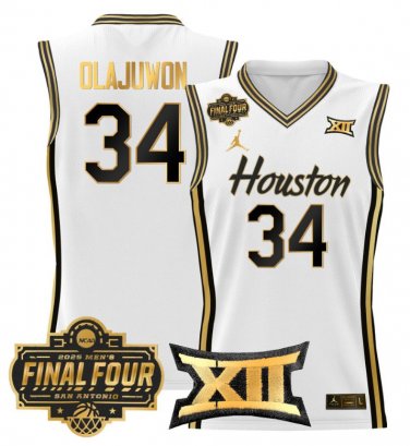 Hakeem Olajuwon  #34 Houston Cougars 2025 Final Four Patch White Gold