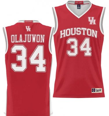 Hakeem Olajuwon  #34 Houston Cougars NIL College Lightweight Red