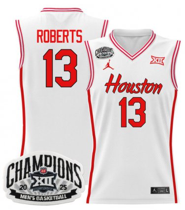 J'Wan Roberts  #13 Houston Cougar 2025 Big 12 Champions White