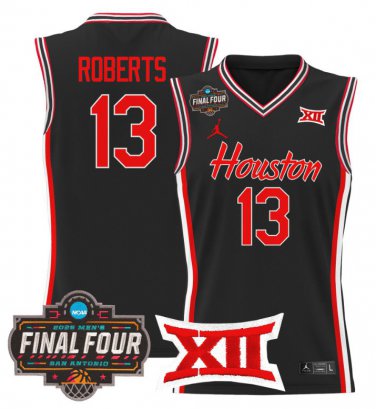 J'Wan Roberts  #13 Houston Cougars 2025 Final Four Patch Stitched Black