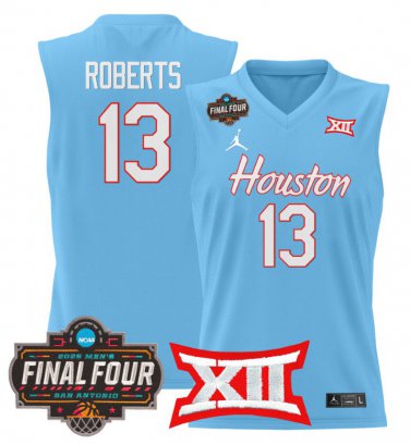 J'Wan Roberts  #13 Houston Cougars 2025 Final Four Patch Stitched Blue